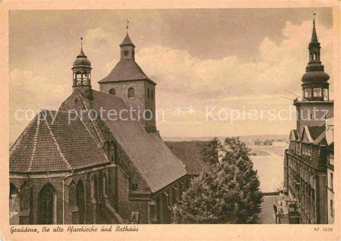 Graudenz Westpreussen Alte Pfarrkirche und Rathaus