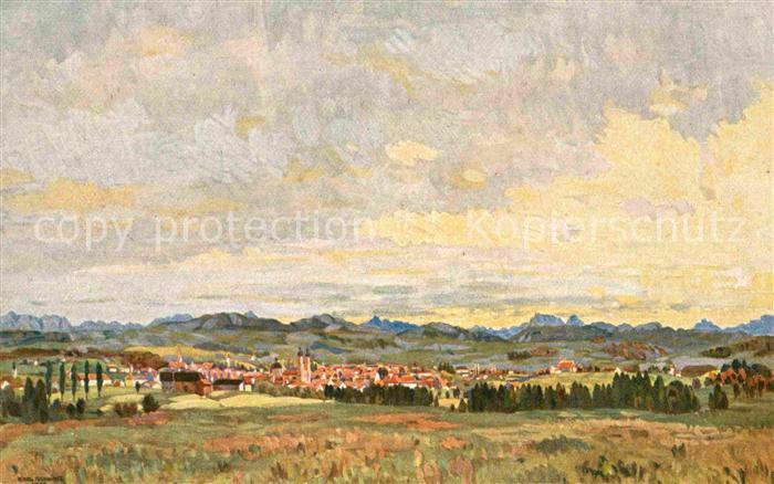 Kempten Allgaeu Panorama Kuenstlerkarte