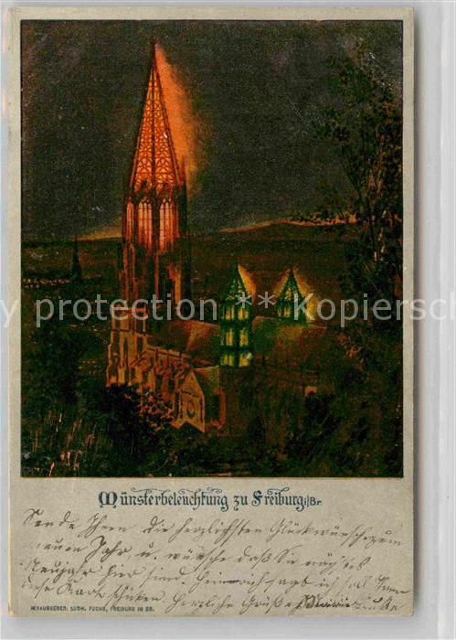 Freiburg Breisgau Muenster Nachtaufnahme