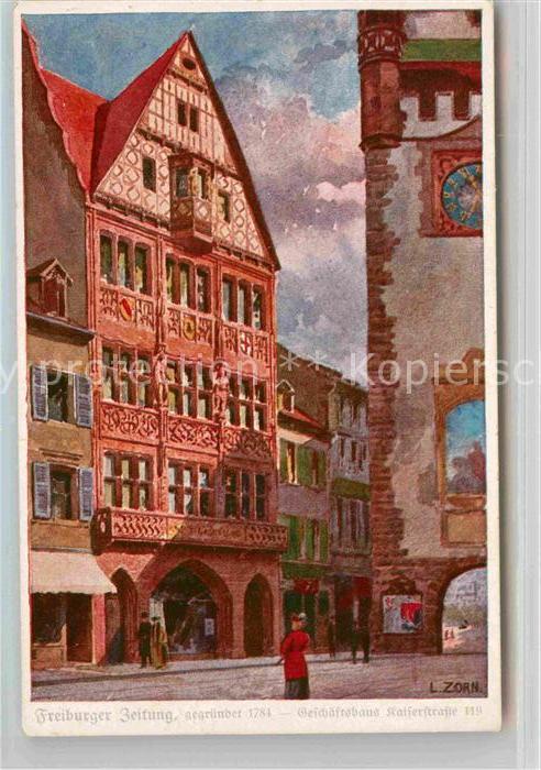 Freiburg Breisgau Geschaeftshaus Kaiserstrasse Kuenstlerkarte Zorn