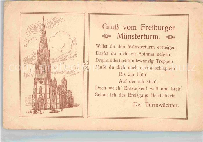 Freiburg Breisgau Muensterturm Spruch Turmwaechter