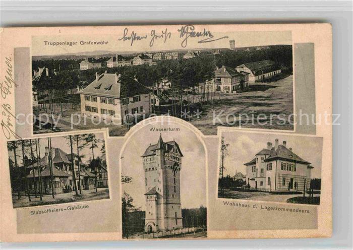 Grafenwoehr Truppenlager Stabsoffiziers Gebaeude Wasserturm Wohnhaus des Lagerko