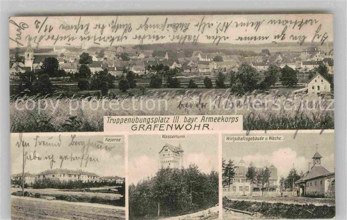 Grafenwoehr Truppenuebungsplatz Panorama Kaserne Wasserturm Wirtschaftsgebaeude
