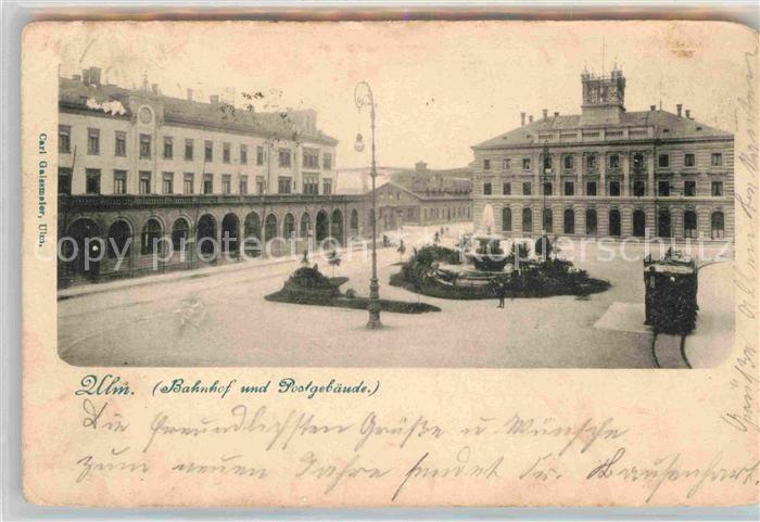 Ulm Donau Bahnhof und Postgebaeude