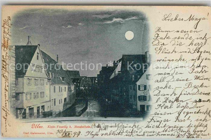 Ulm Donau Klein Venedig bei Nacht