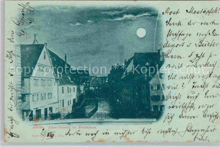 Ulm Donau Klein Venedig bei Nacht