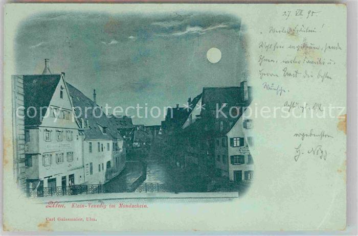 Ulm Donau Klein Venedig bei Nacht