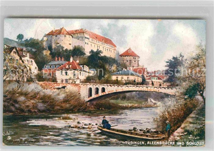 TueBINGEN BW Alleenbruecke Schloss Kuenstlerkarte Charles Flower