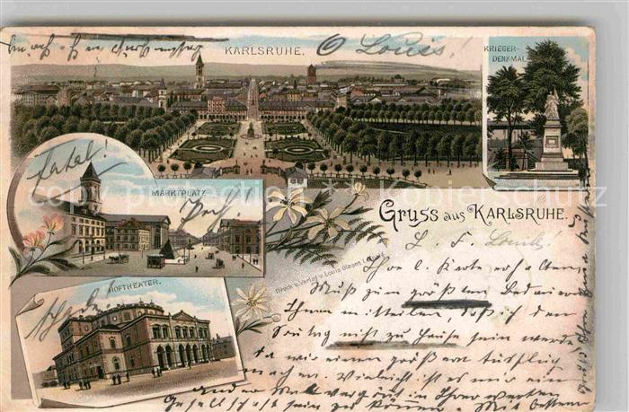 Karlsruhe Baden Marktplatz Hoftheater Kriegerdenkmal