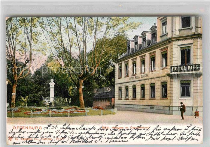 Offenburg Staedtische Anlagen Okendenkmal Hotel Ries zum Ochsen
