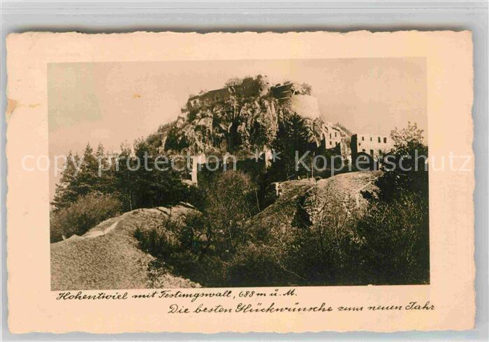 Neujahr Hohentwiel Festungswall