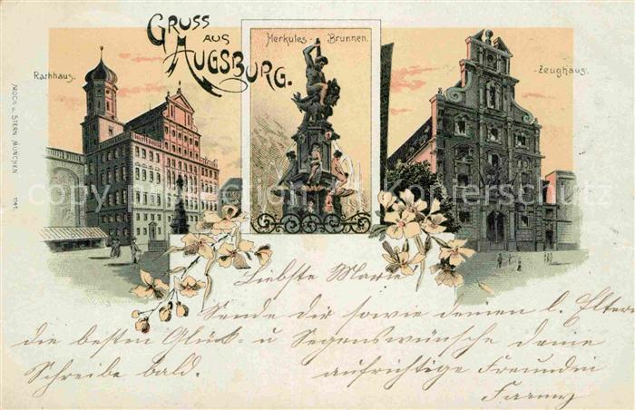 Augsburg Zeughaus Rathaus Herkules Brunnen