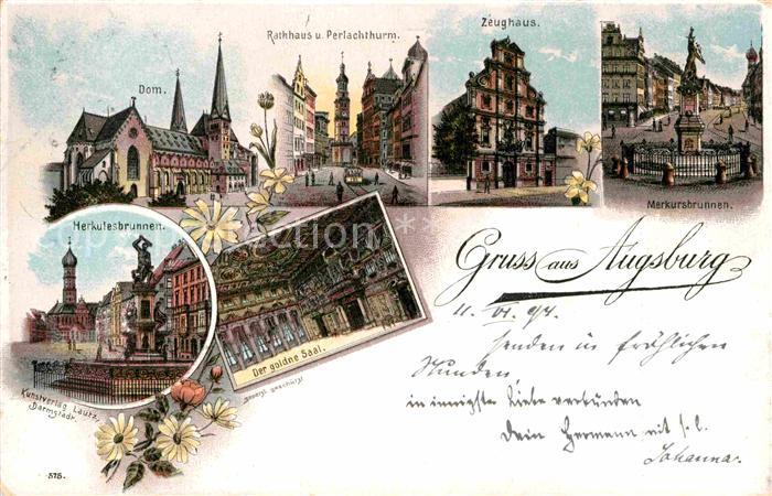 Augsburg Dom Rathaus Herkulesbrunnen Zeughaus