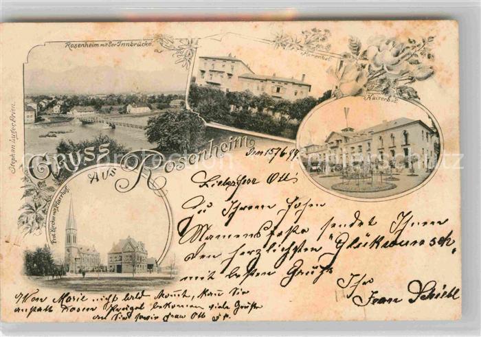 Rosenheim Bayern Innbruecke Pfarrkirche Kaiserbad