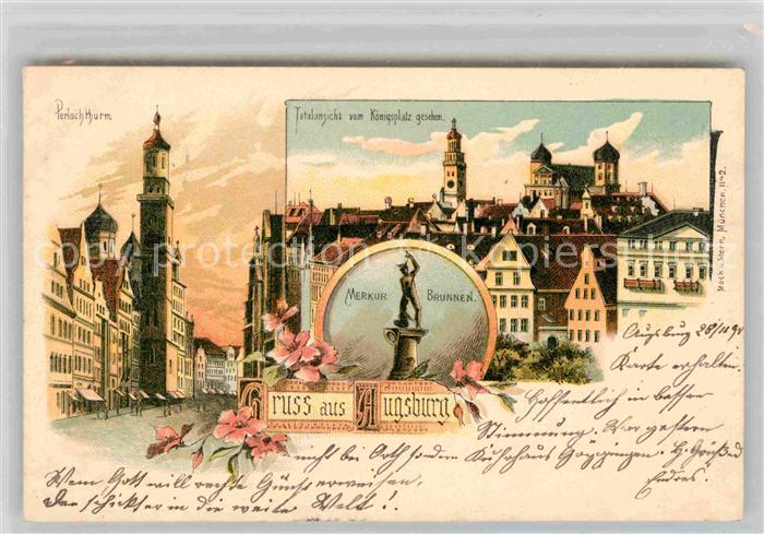 Augsburg Perlachturm Merkurbrunnen