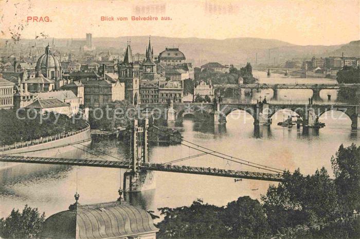 Prag Prahy Prague Panorama Blick vom Belvedere aus Moldau Bruecken