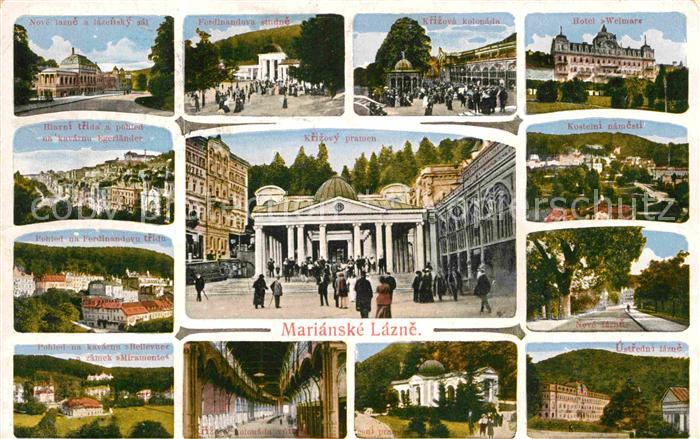 Marienbad Tschechien Boehmen Teilansichten Kurhotels Brunnen Kolonnade