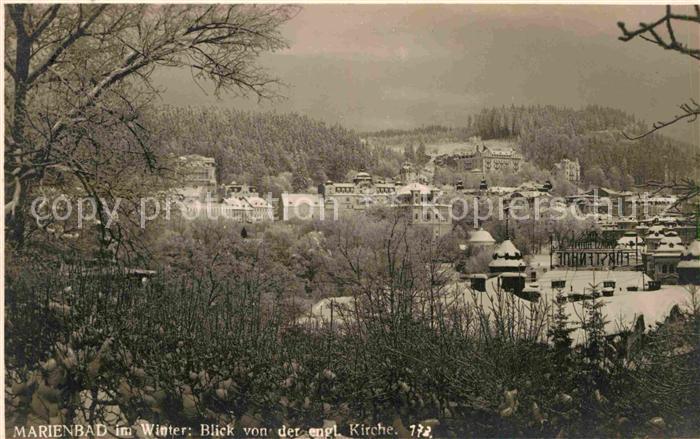 Marienbad Tschechien Boehmen Blick von der englischen Kirche Winterpanorama