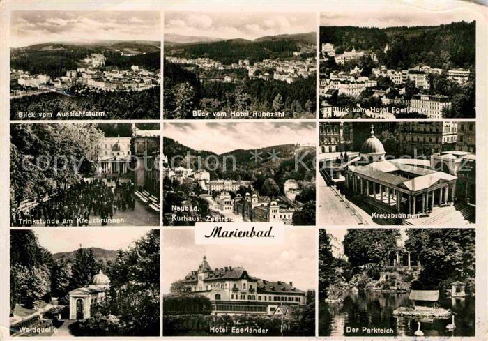 Marienbad Tschechien Boehmen Panorama Hotels Kreuzbrunnen Quelle Park Neubad Kur
