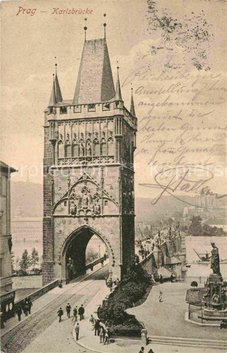 Prag Prahy Prague Karlsbruecke Brueckentor