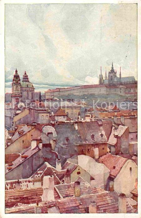 Prag Prahy Prague Schloss Karlsbruecke Kuenstlerkarte
