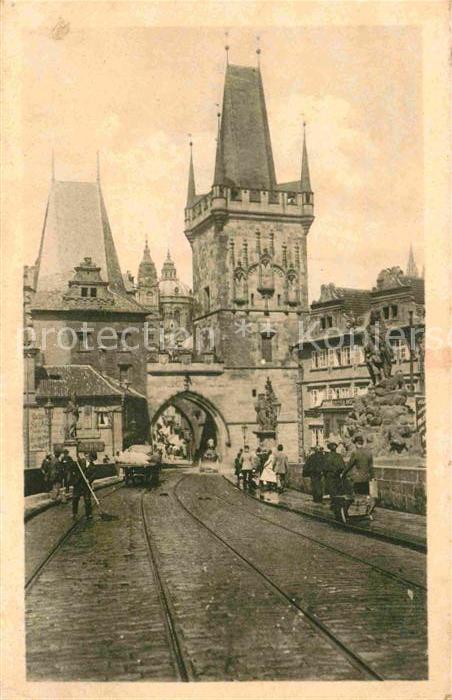 Prag Prahy Prague Karlsbruecke Brueckenturm