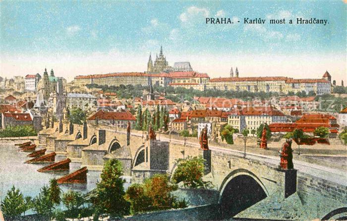 Praha Prahy Prague Karlsbruecke Hradschin Moldau