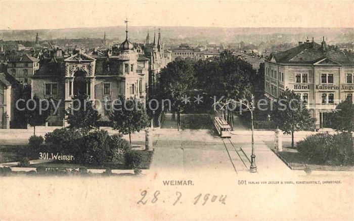 Weimar Thueringen Teilansicht mit Strassenbahn
