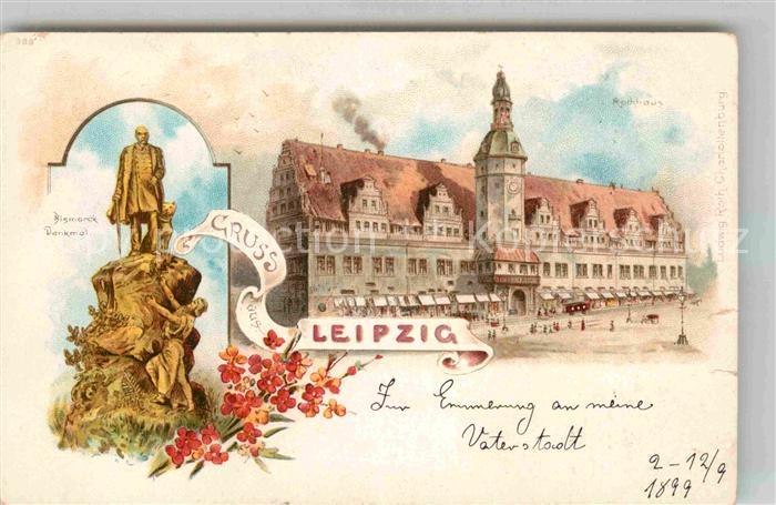 LEIPZIG Sachsen Rathaus Bismarck Denkmal