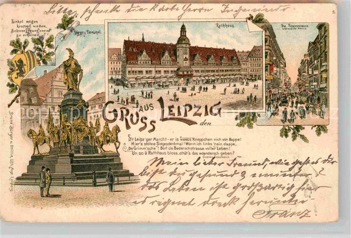 LEIPZIG Sachsen Rathaus Sieges Denkmal Petersstrasse