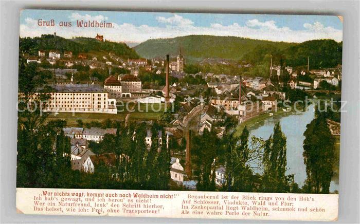 Waldheim Sachsen Gesamtansicht Spruch