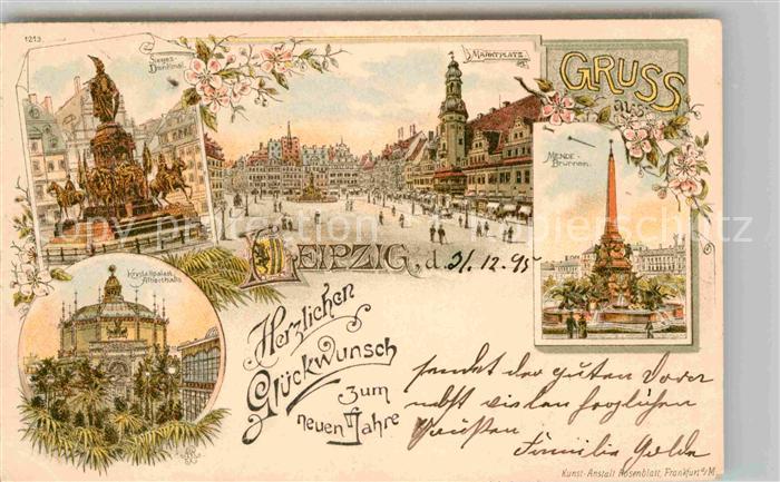 LEIPZIG Sachsen Mende Brunnen Sieges Denkmal Marktplatz