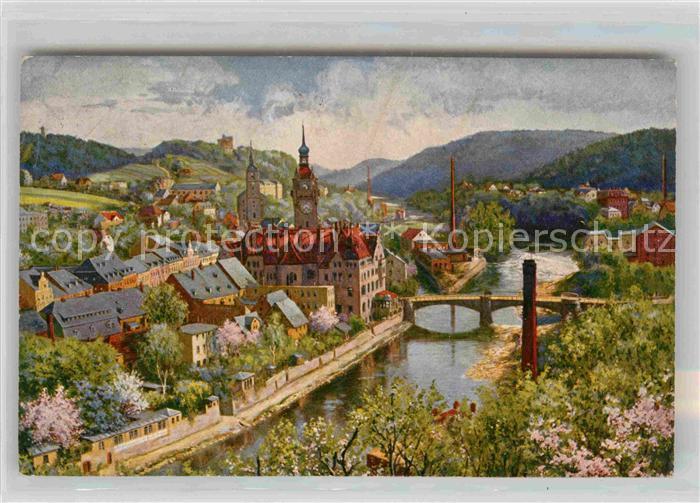 Waldheim Sachsen Kirche Bruecke Fabrik