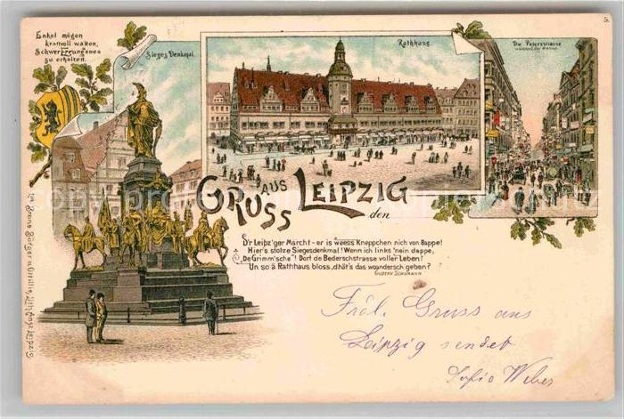 LEIPZIG Sachsen Peterstrasse Rathaus Sieges Denkmal