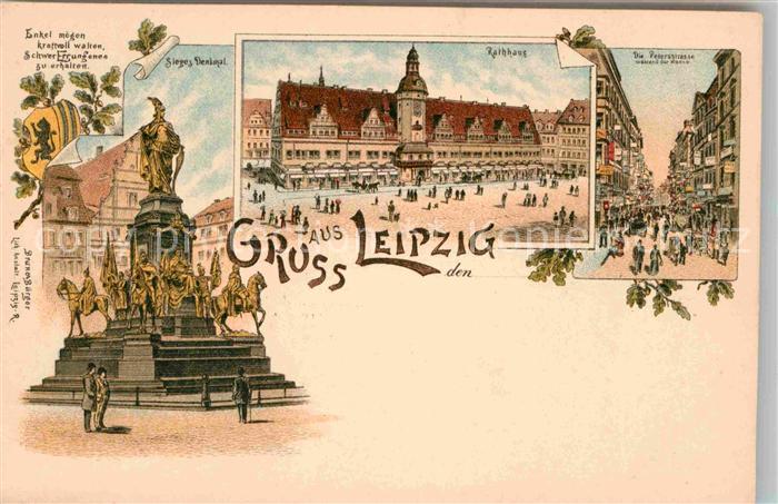 LEIPZIG Sachsen Rathaus Petersstrasse Sieges Denkmal