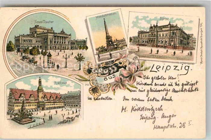 LEIPZIG Sachsen Boerse Mendebrunnen Neues Theater Rathaus