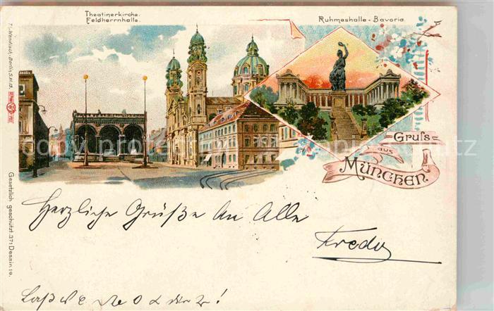 Muenchen Bayern Theatinerkirche Felherrenhalle Ruhmeshalle Bavaria