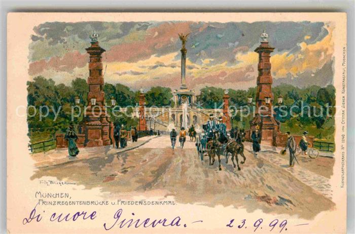 Muenchen Bayern Prinzregentenbruecke Friedensdenkmal