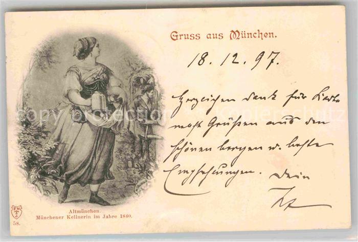 Muenchen Bayern Muenchner Kellnerin im Jahre 1840