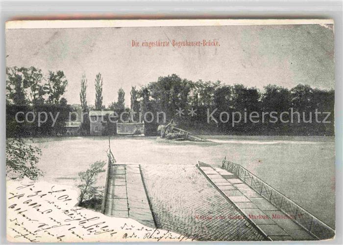 Muenchen Bayern Die eingestuerzte Bogenhauser Bruecke