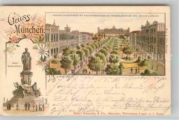 Muenchen Bayern Maximilianstrasse Regierungsgebaeude Nationalmuseum Max Monument