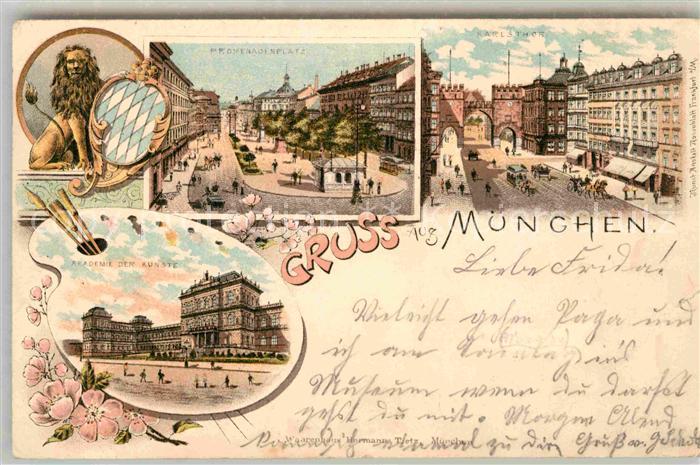 Muenchen Bayern Karlstor Promenadenplatz Akademie der Kuenste