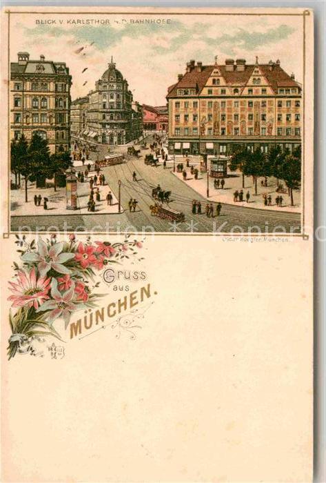 Muenchen Bayern Blick vomKarlstor zum Bahnhof