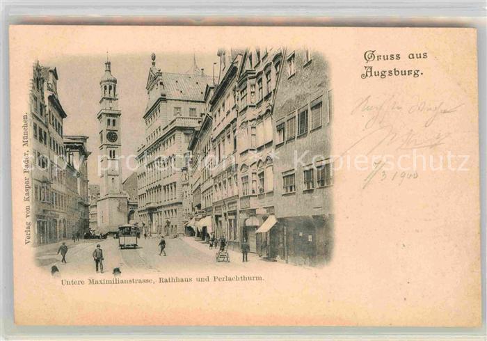 Augsburg Untere Maximilianstrasse Rathaus Perlachturm