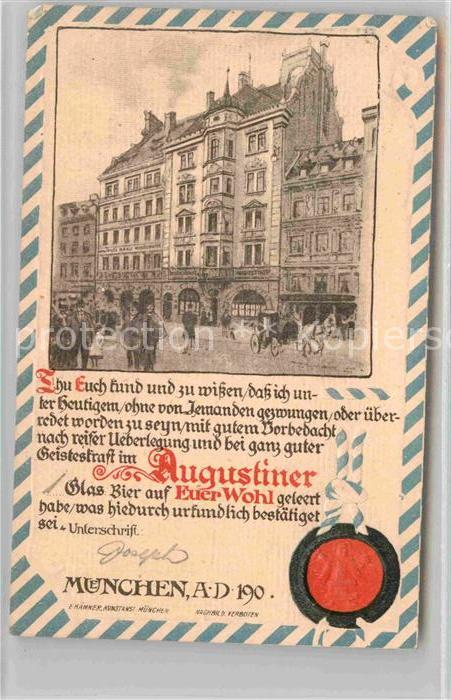 Muenchen Bayern Verzehrurkunde Augustiner