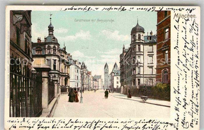 Muenchen Bayern Lorisstrasse mit Bennokirche