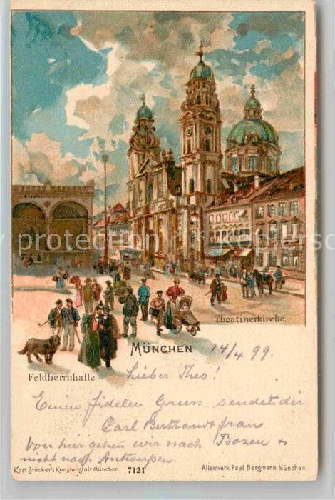 Muenchen Bayern Theatinerkirche Feldherrnhalle