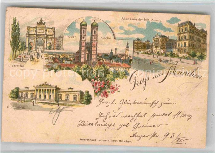 Muenchen Bayern Frauenkirche Siegestor Akademie der bildenden Kuenste