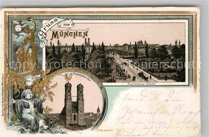Muenchen Bayern Maximilian Bruecke Frauenkirche