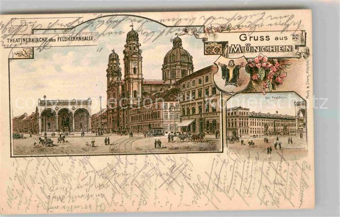 Muenchen Bayern Theaterkirche Feldherrenhalle